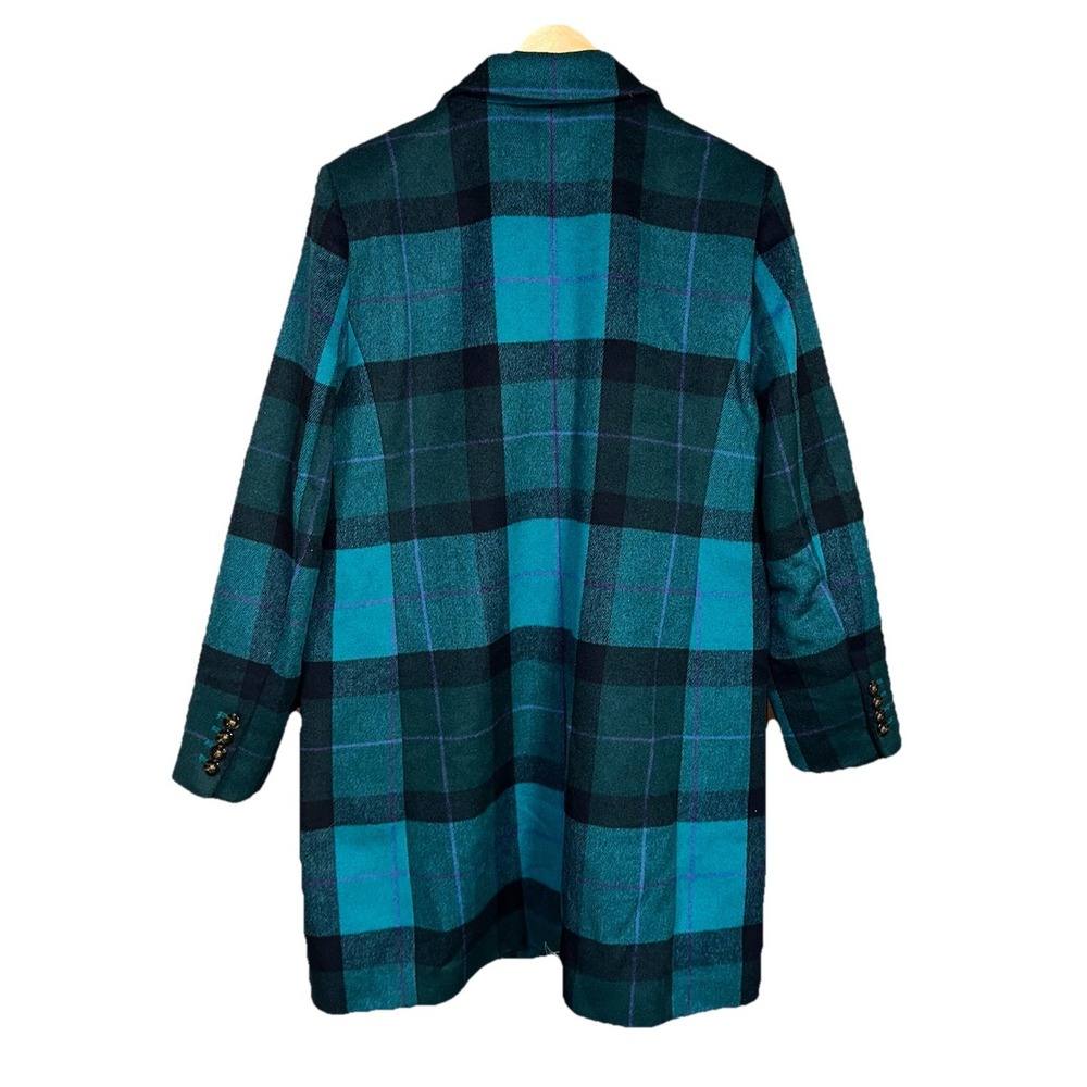 New Ann Taylor Green Tartan Plaid Wool Blend Chesterfield Coat‎ Women's XL $258 - Picture 4 of 8